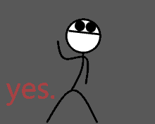 a stick figure with the word yes written in red