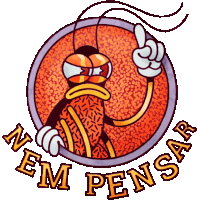 a logo for nem pensar shows a cartoon character