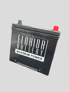 a black florida battery with a red top