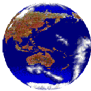 a pixelated image of the earth with a few clouds in it