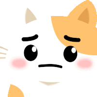 a white and orange cat with a sad face on its face