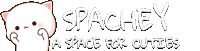 the logo for spachey a space for cuties has a cat on it