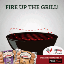 a picture of a grill with the words fire up the grill below it