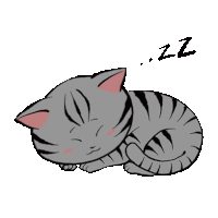 a drawing of a cat sleeping with the letter zz above it