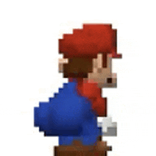 a pixel art of mario walking on a white background