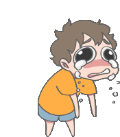 a cartoon boy is crying with tears coming out of his eyes