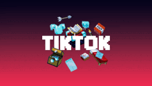 the word tiktok is surrounded by various minecraft items