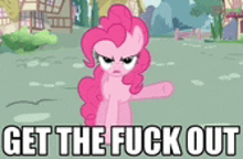 pinkie pie from my little pony is giving a thumbs down sign .