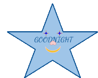 a blue star that says goodnight on it