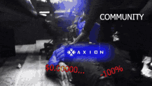 an advertisement for axion shows a man laying on the ground