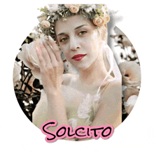 a picture of a woman with a flower crown and the name solcito on it