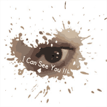 a close up of a person 's eye with the words i can see you below it