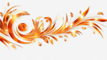 a white background with a swirl of orange leaves on it