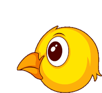 a cartoon illustration of a yellow bird with a big eye