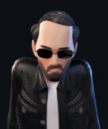 a man with a beard and sunglasses is wearing a black jacket