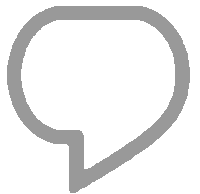 a gray speech bubble with a pointed end on a white background .