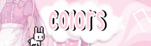 a girl in a pink dress stands in front of the words colors