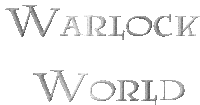 a logo for warlock world is displayed in black and white