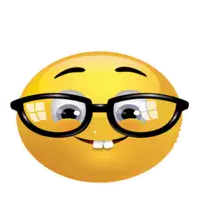 a cartoon smiley face wearing glasses and a smile
