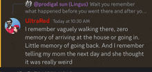 a screenshot of a conversation between ultrared and prodigal sun