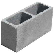 a gray concrete block with two holes in it on a white background .