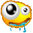 a cartoon smiley face with big eyes and tears coming out of its eyes .