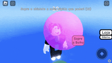 a screenshot of a video game shows a girl with a pink bubble around her