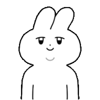 a black and white drawing of a bunny rabbit with a sad face .