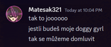 a screenshot of a chat with matesak321