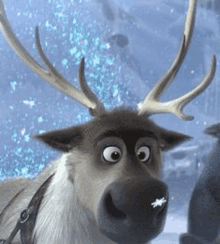 a close up of a reindeer from frozen with antlers .