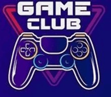 it is a logo for a game club with a game controller .