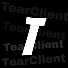 a black background with a white t and the words tearclient