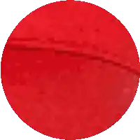 a red circle on a white background with a few dots