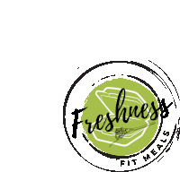 a logo for freshness fit meals with a fork in the middle