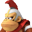 donkey kong is wearing a red and white helmet and a red scarf .