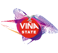 a red circle with the word viña state in white letters