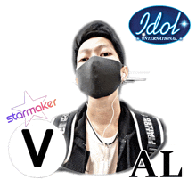 a man wearing a mask and a starmaker logo next to a logo for idol international