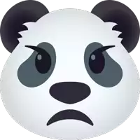 a panda bear with a very angry expression on its face