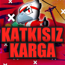 a poster with a bird and the words katkisiz karga on it