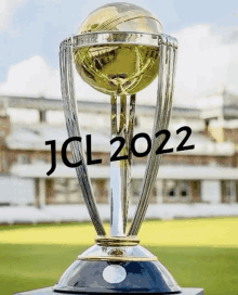 a trophy with jcl 2022 written on the top