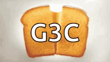 a slice of bread with the letters g3c on it