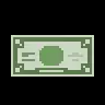 a green dollar bill with a square in the middle on a white background .