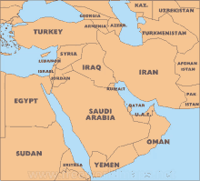 a map of the middle east shows saudi arabia and egypt