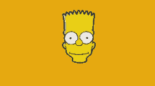 bart simpson 's face is on a yellow background with a smile on his face