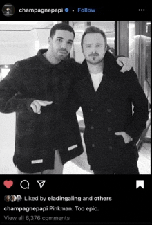 a black and white photo of drake and aaron brooks