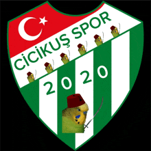 a logo for cicikus spor with a bird wearing a hat and a sword