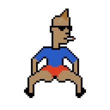 a pixel art drawing of a man smoking a cigarette and wearing sunglasses .