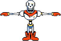 a pixel art drawing of papyrus from undertale with his arms outstretched