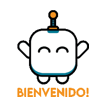 a cartoon drawing of a robot with the word bienvenido below it