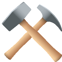 two crossed hammers on a white background